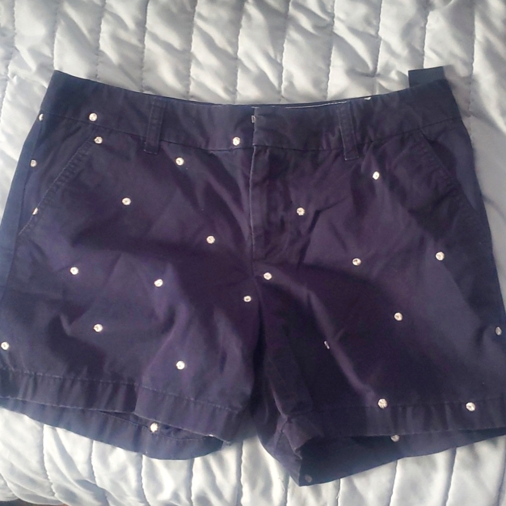Tommy Hilfiger size 6 blue shorts/silver polka dot women's shorts